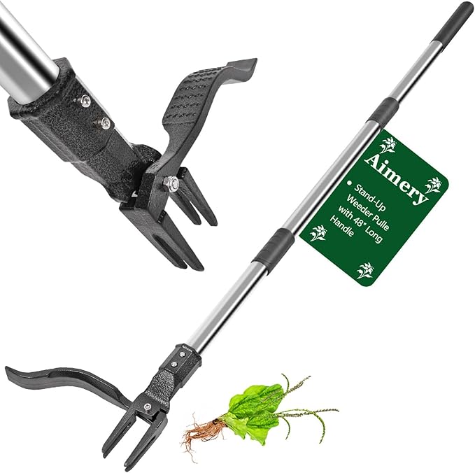 Aimery Weed Puller Tool, Weed Removal Tool, Vertical Weed Puller, Adjustable - Height and Detachable Garden Vertical Root Remover, which can Easily Remove Weeds Without Squatting or Kneeling.