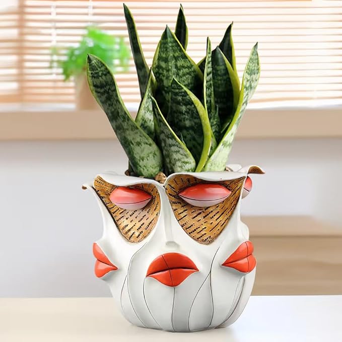 TOZLU Picasso Brutalist Abstract Beauty Face Flower Pot Ornaments Abstract Face Flower Pots Abstract Head Planter Pots Container Colorful Face Art Abstract Resin Flower Pot (face Flower Pot)