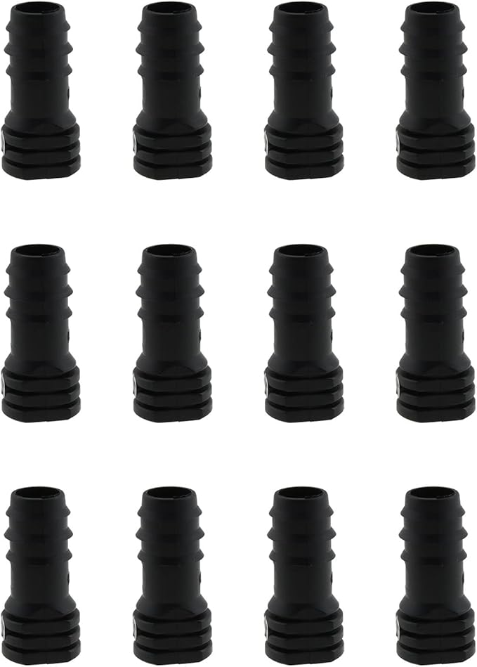 E-outstanding 12Pcs Irrigation Fittings End Plugs POM Plastic End Plugs for 1/2inch Drip Tubing Compatible Drip Sprinkler Systems, Black 16mm