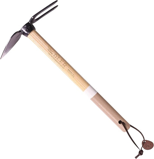 Adler - The Daisy Garden Hoe, Heavy Duty Yard Tool Lawn Care, Loosening Soil, Weeding, and Digging, Steel Head 3.9 inches, Wood Handle 17.7 inches (Mocha)