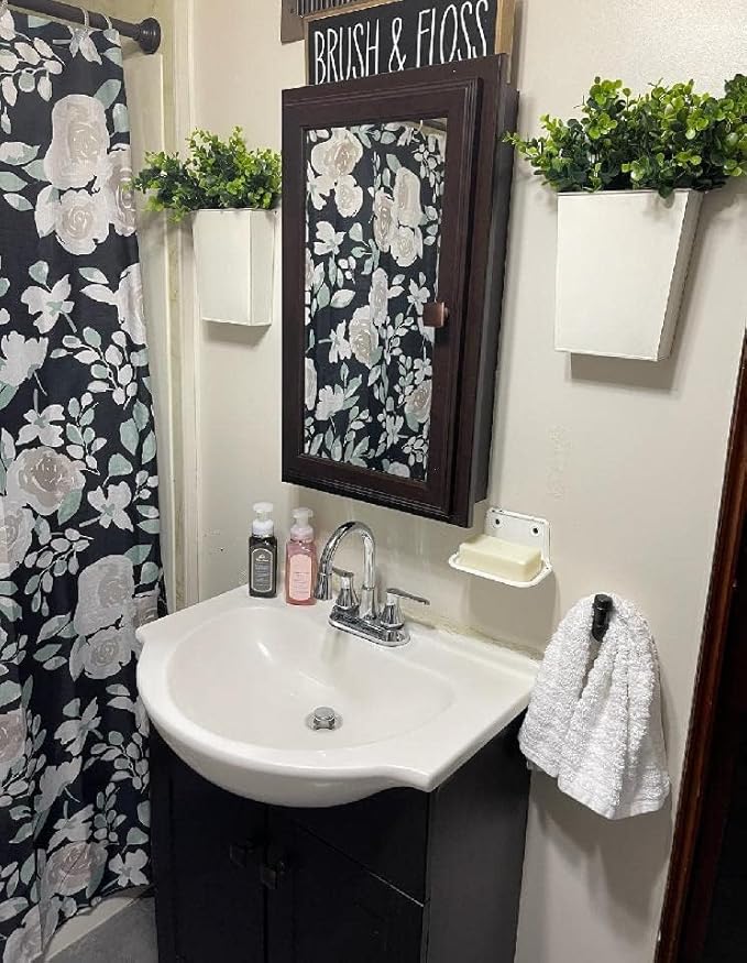 Dahey 2 Packs Metal Wall Planter with Artificial Plants, Farmhouse Wall Decor Hanging Wall Vase Boxs Galvanized Flowers Holder for Country Rustic Home Wall Decor, White