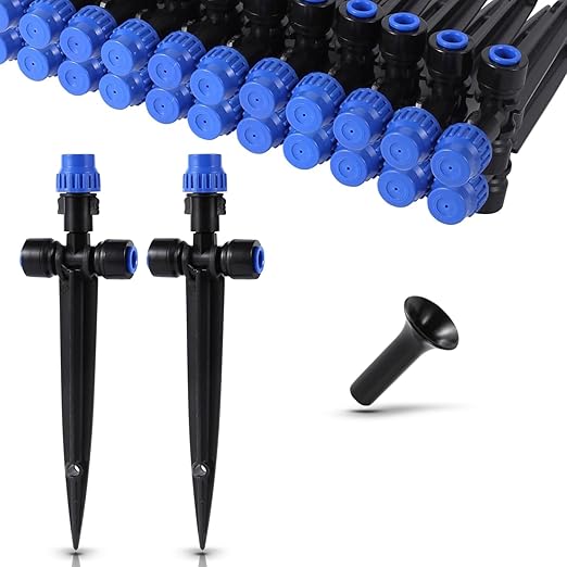 5-Pack Quick Connect Dripper Drip Irrigation Emitters for 1/4" Tubing - Fast Easy Install Adjustable Flow Watering Flower Beds, Garden Misting Nozzle