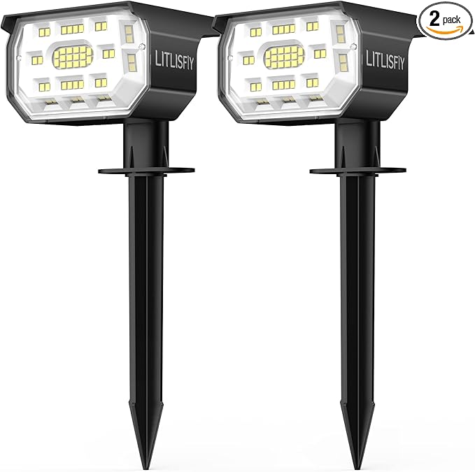 Solar Spot Lights Outdoor Landscape Lights, 50 LEDs Solar Spotlight Outdoor Auto On/Off with 3 Modes, IP67 Solar Outdoor Lights Waterproof Garden Light, 2-in-1 Solar Spotlight for Yard