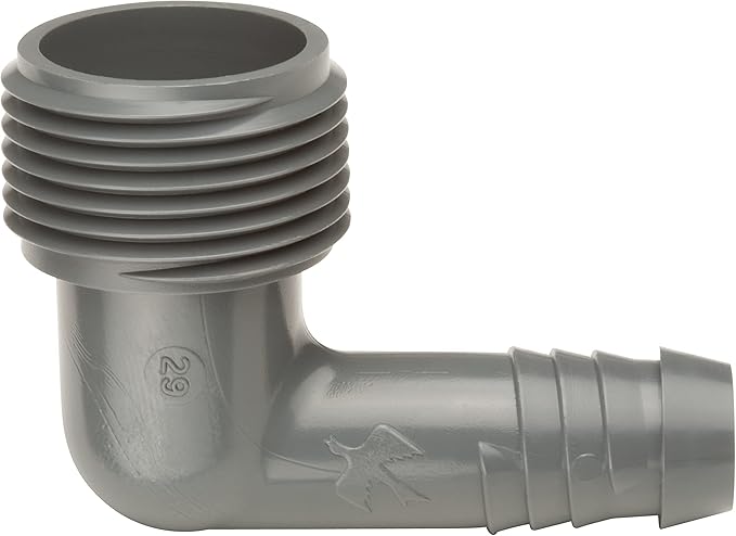 Rain Bird SWGE075S EZ Pipe Elbow Fitting, 3/4" Male Pipe Thread x 1/2" Spiral Barbed Elbow, 1-Pack