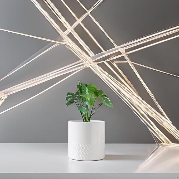 Docrin Ceramic Planters Indoor: 8 Inch Plant Pots with Drainage Holes for Home/Office - White Honeycomb