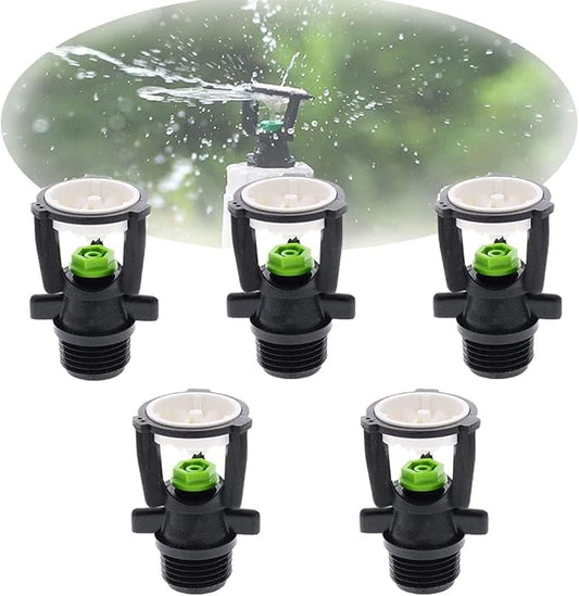 Micro Drip Irrigation, 1/2" External Thread Rotating Sprinklers Mini Wobbler Irrigation Water Spray Sprinkler Farm 360 Degree Rotary Watering Nozzles.(5 pcs)
