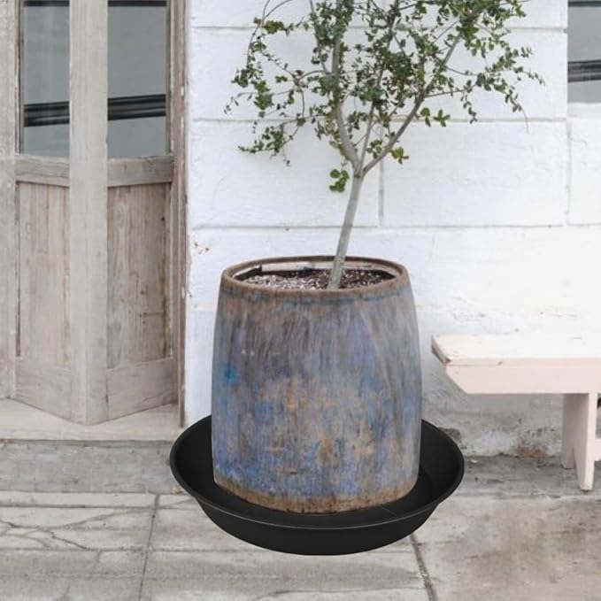 3 Pack of 20 22 inch Plant Saucer (19.2 Inch Base), 3.6" Depth Tray, Bath Baths Bowl for Garden, Large Deep Plastic Plant Trays for Indoors Outdoor, Tray for Planter 19-23" (22", Black)