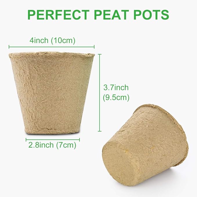 GROWNEER 60 Packs 4 Inch Peat Pots Plant Starters for Seedling with 15 Pcs Plant Labels Biodegradable Herb Seed Starter Pots Kits Garden Germination Nursery Pot