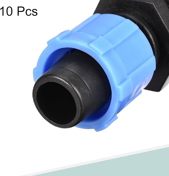 MECCANIXITY Drip Irrigation Tubing Coupling G1/2 Male Thread 16mm Barbed Locking Fitting for 16mm Drip Tape Tubing Sprinkler System Blue Pack of 10