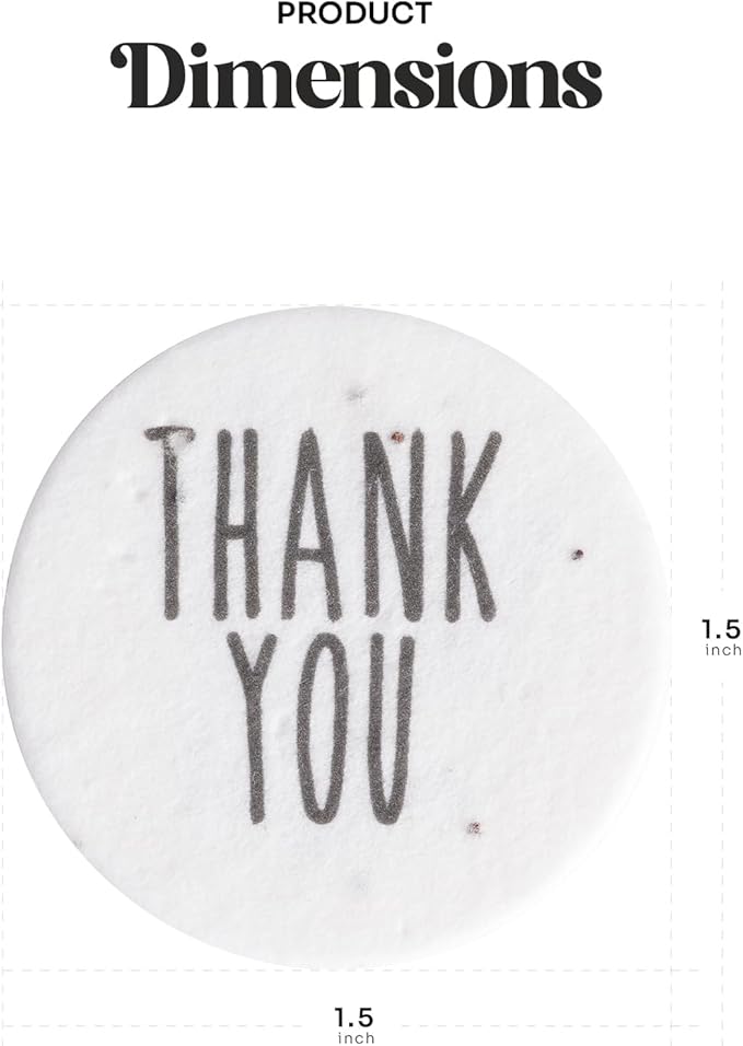 20pcs Thank You Tags Seed Paper – Plantable Wildflower Packets for Weddings, Gifts, & Life Events (20 Round Typewriter)