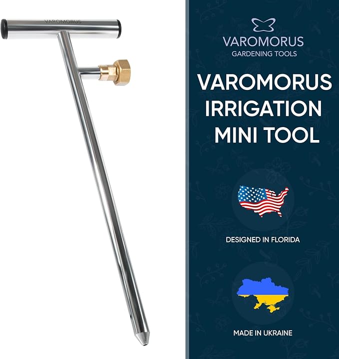 Varomorus Stainless Steel Deep Root Tree Watering Tool Irrigation System Wand T-Handle (T-Style Mini)