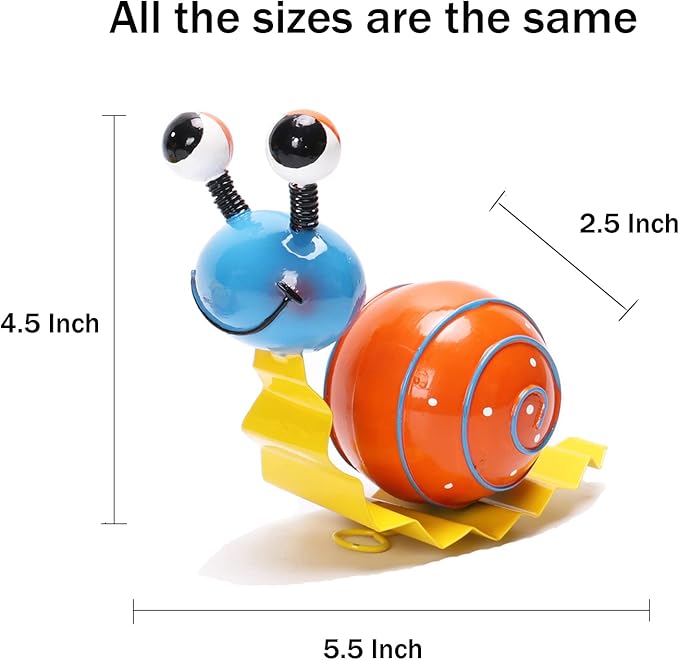 Metal Garden Decor Cute Snail Yard Art Outdoor Lawn Patio Ornament Fence Decorations for Outside - Set of 2(Yellow,Orange)