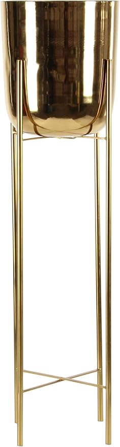 CosmoLiving by Cosmopolitan Metal Indoor Outdoor Planter Tall Indoor Outdoor Dome Large Planter Pot with Removable Stand, Set of 2 Planters 39", 46"H, Gold