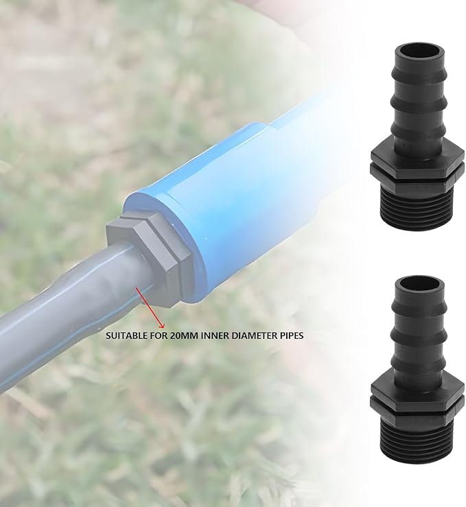 SING F LTD 20pcs 20mm to 3/4 Inch Couplings Irrigation Hose Connector Garden Hose Connector Kit Barb Connector for Drip Irrigation System Garden Pipe Fitting