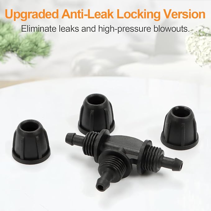 1/4 Inch Drip Irrigation Tee Fittings, 25 Pieces 1/4'' Drip Line Barbed Locked Tee Connectors for 1/4 Inch Irrigation Tubing Anti-leak 3-Way Irrigation Parts for Garden Drip Sprinkler Systems