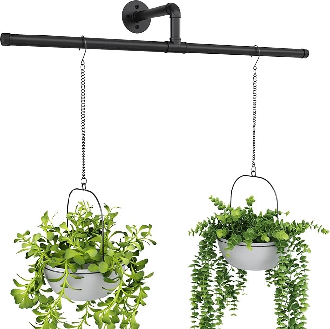 Bamworld Hanging Planters for Indoor Plants Plant Hanger Indoor Hanging Plant Holder Window Plant Shelves Metal Rod(Pot&Plant Not Included) 35.8in
