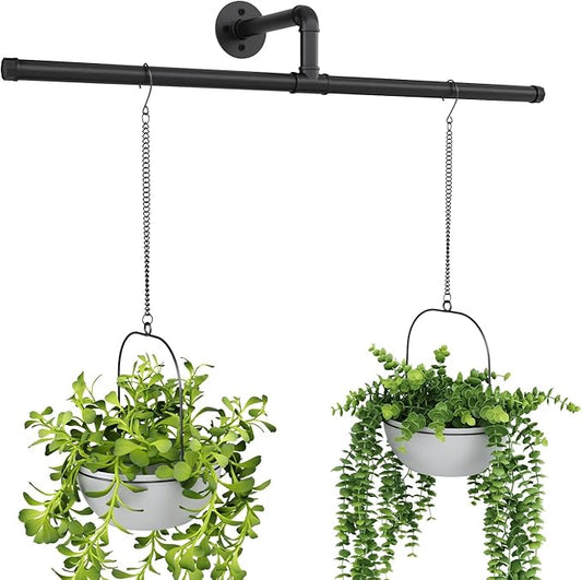 Bamworld Hanging Planters for Indoor Plants Plant Hanger Indoor Hanging Plant Holder Window Plant Shelves Metal Rod(Pot&Plant Not Included) 35.8in