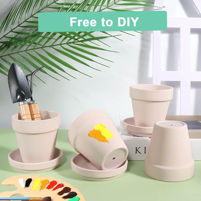 vensovo 3 inch Pink Terracotta Clay Pots for Plants with Saucer - 12 Pack Small Terra Cotta Planter Great for Garden Windowsill Indoor & Outdoor Wedding Favors Gifts