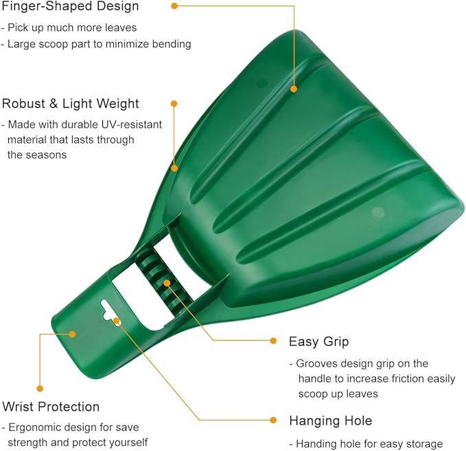 Eastrans Large Leaf Scoops and Hand Rake Claw, Ergonomic Hand Held Garden Rake Grabbers for Picking up Leaves,Grass Clippings and Lawn Debris