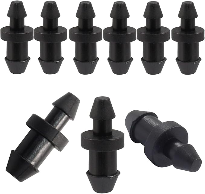 300 Pcs Drip Irrigation End Plugs, 1/4 Inch Drip Irrigation Goof Hole Plugs, Barbed Connectors End Cap,Irrigation Stopper for Home Garden Lawn Supplies(Black)