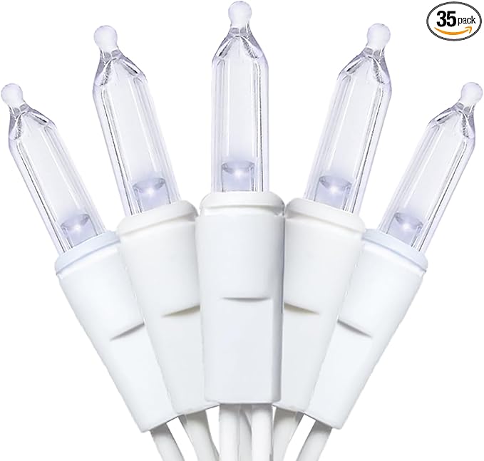 MULTI-SPARKING White Christmas LED Lights - 35 Count Cool White Christmas String Lights for Small Tree, Crafts, Holiday, Indoor/Outdoor Decorations, 11 Feet White Wire, UL Certified, Connectable