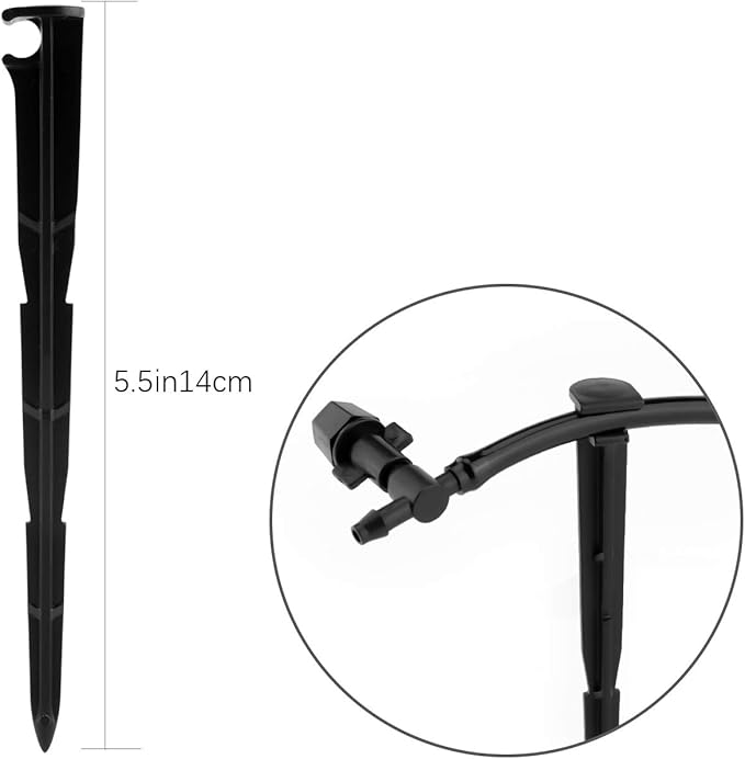 LUTER 50pcs Irrigation Drip Support Stakes Plastic for 1/4" Drip Lines Tubing Hose for Gardens, Flowers, Plants, Vegetable