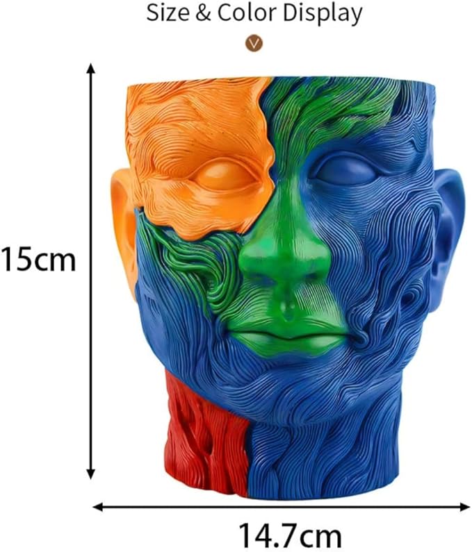 TOZLU Picasso Brutalist Abstract Beauty Face Flower Pot Ornaments Abstract Face Flower Pots Abstract Head Planter Pots Container Colorful Face Art Abstract Resin Flower Pot (Face Art Flowerpot)