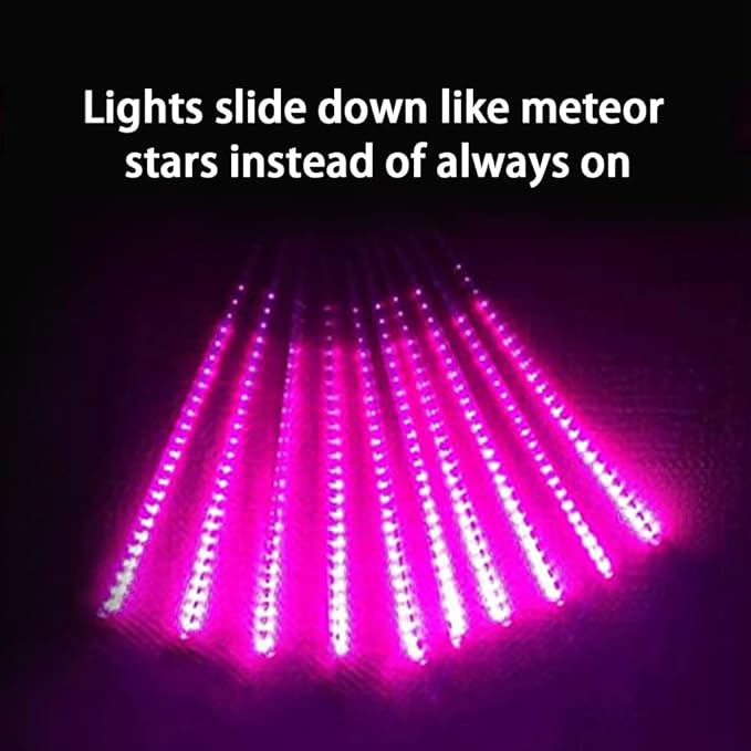 Purple Meteor Shower Lights, Christmas Lights 10 Tube 540 LED 20 Inch Icicle Raindrop Lights for Halloween Tree Patio Garden Roof Eaves Outdoor Decor, Waterproof Plug