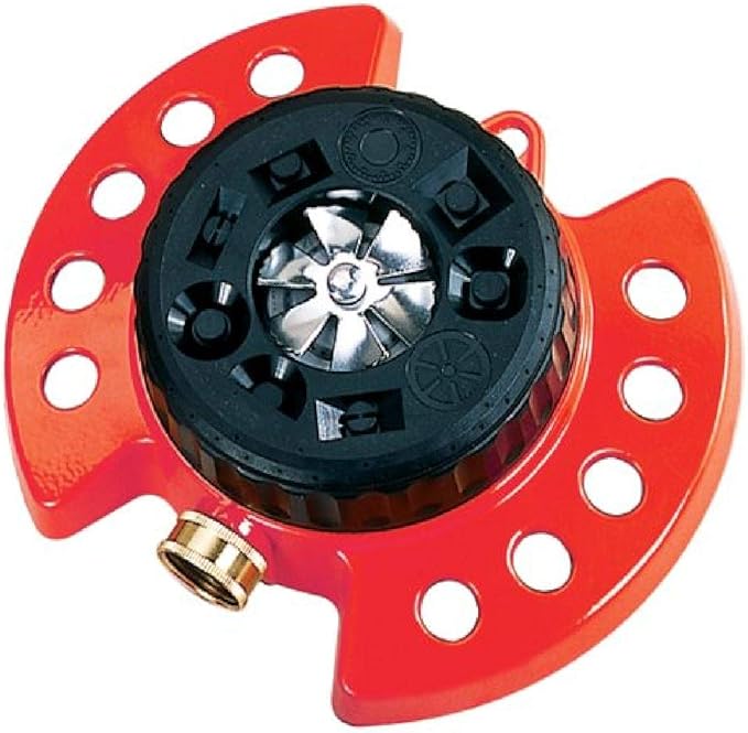 Dramm Duty Metal Base, Red 15021 ColorStorm 9-Pattern Premium Turret Sprinkler with Heavy-D