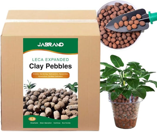 Jabrand 5LBS LECA Clay Pebbles, Organic Expanded Clay Pebbles 4mm-16mm Hydroponics Supplies Aquaponics Orchid for Indoor and Outdoor Garden Plants…