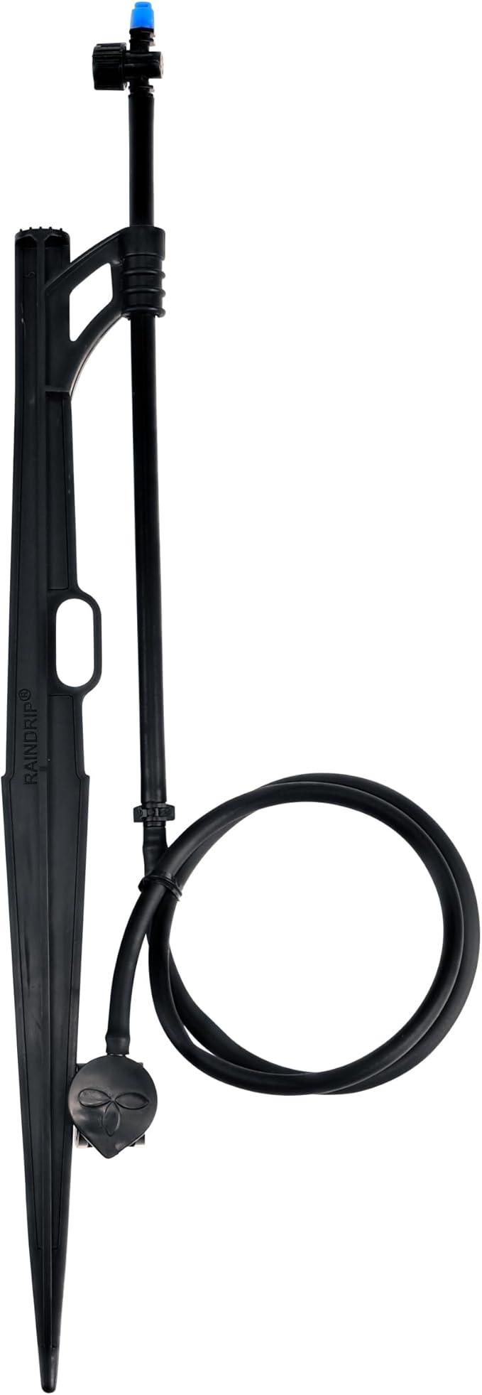 Raindrip 172CPUB, Adjustable Flow Micro Sprinkler Assembly, Half-Circle Pattern, Fan Spray, 1/4" Clamp N Pierce Inlet, Riser and 13" Stake, for Drip Irrigation Gardening Systems, Black/Blue(Pack of 1)