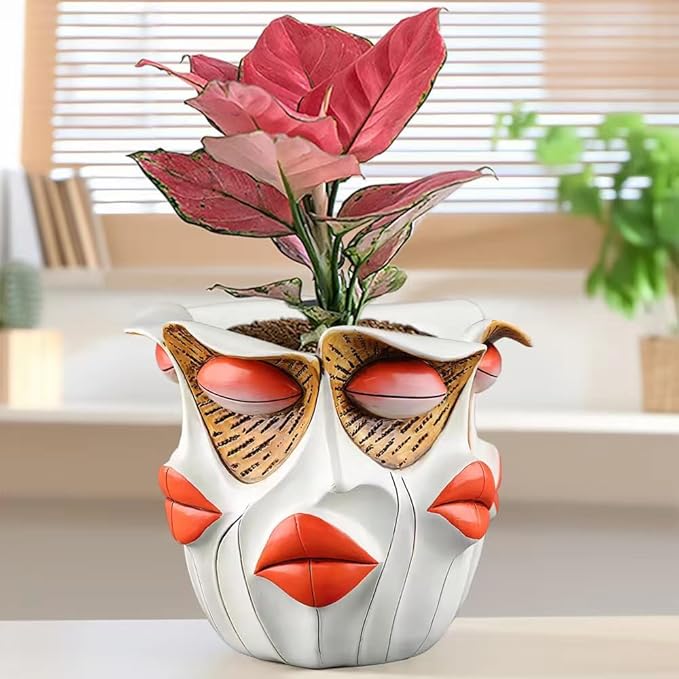 TOZLU Picasso Brutalist Abstract Beauty Face Flower Pot Ornaments Abstract Face Flower Pots Abstract Head Planter Pots Container Colorful Face Art Abstract Resin Flower Pot (face Flower Pot)
