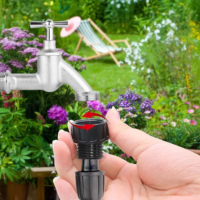 Hooshing 4PCS 1/2 Inch Drip Irrigation Tubing to Faucet Garden Hose Adapter 3/4" to 1/2" Irrigation Hose Adapter Reusable Connector Fittings for Garden Supplies