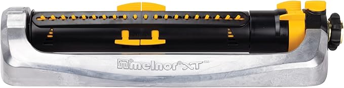 Melnor 65154AMZ XT Turbo Oscillating Sprinkler, Metal Base, 4,500 sq. ft., Quick Connect Bundle, 3-Way Adjustable, Black, Yellow