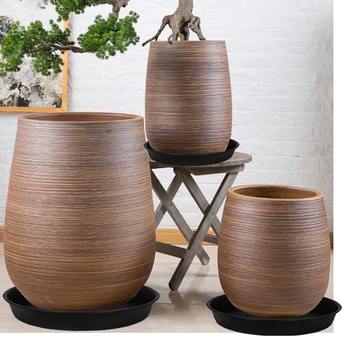 3 Pack of Plant Saucer Tray 19 inch, Heavy Duty Plastic Pot Plant Drip Trays Saucers for for Indoors Outdoor, Plant Water Tray for Planters 16-19" (19", Black)