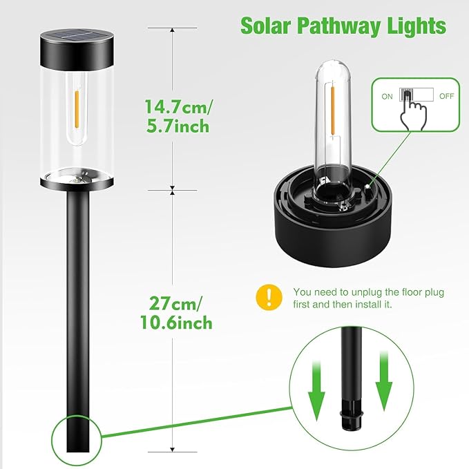 nipify LED Solar Pathway Lights Outdoor, 12 Pack Bright Solar Powered Path Garden Light Waterproof, Auto On/Off Solar Yard Lighting for Walkway Lawn Patio Landscape