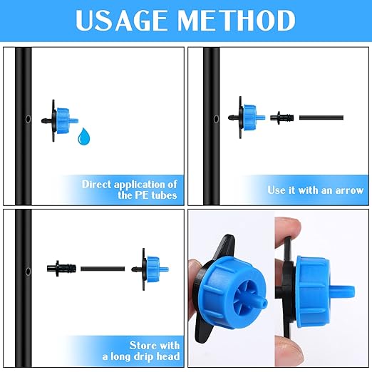 50 Pcs Drip Irrigation Emitters 1/4 Inch 4 GPH Water Tubing Irrigation Tubing Pressure Compensating Dripper Emitters System Drip Tip Constant Flow Heads Parts for Garden Watering Dripper