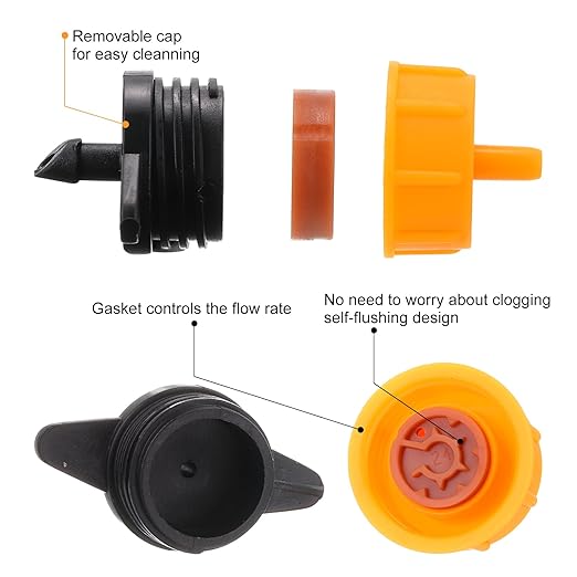 uxcell Drip Irrigation Emitters, 100pcs - 1/4 Inch Miniature Drip Sprinkler, 2 GPH Pressure Compensated Dripper for Garden Flower Pots Plants Lawns