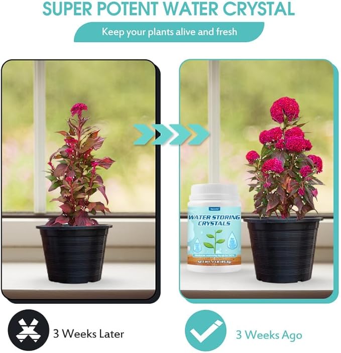 1LB Water Storing Crystals for Plants with Spoon, Water Gel Solves Plant Over-Watering and Drought Problems, Keeps The Soil Moist, Small Water Storing Polymer Crystals for Plants Candle - by Oycevila