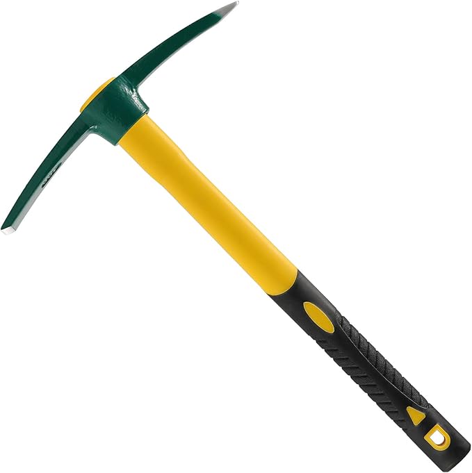 KEILEOHO 17.7 Inches Pick Mattock Hoe, Forged Weeding Garden Pick Axe with Rubber Handle, Weeding Mattock Hoe for Gardening, Loosening Soil, Camping, Planting Vegetables and Fruits