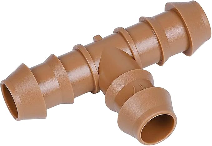 JAYEE 24P Drip Irrigation Fittings Kit for 1/2" Tubing (.600 ID), 17mm Parts- 6 Tees, 6 Couplings, 6 Elbows,6 End Cap Plugs- Barded Connectors for Rain Bird Pipe and Sprinkler Systems (24 Pieces Set)