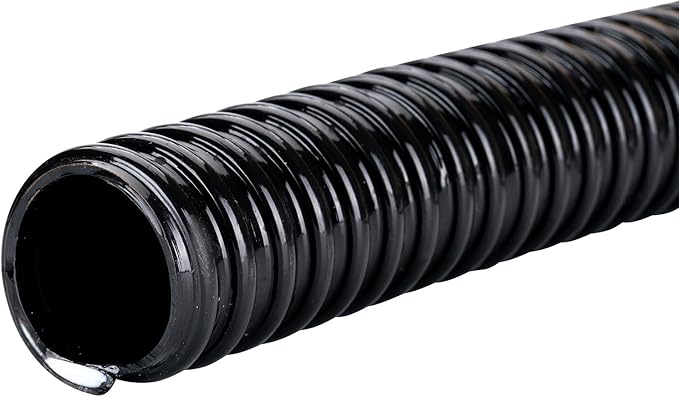 Pond Hose ID 1-1/4” × 10ft Black Corrugated Flexible Reinforced PVC Hose Vinyl Tubing for Pond Pump Fountain Garden Waterfall, Non-toxic & Kinkproof, with 2 clamps