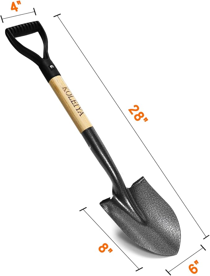 Small Shovel,Short Handle Shovel,Overall Length 28 Inches,Kids Shovels for Digging,Shovels for Gardening,Metal Sand Shovel, Metal + Wooden