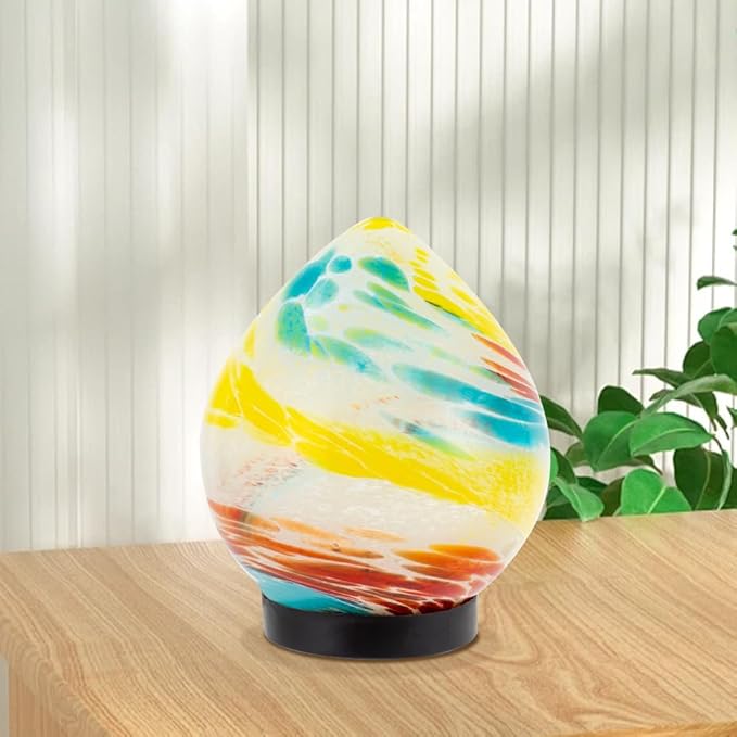 Table Solar Lanterns Outdoor Waterproof LED Garden Decorative Lanterns 6.7" Glass Solar Globe Lights,Outdoor Garden Lights for Patio Porch Table Decor Birthday Gifts for Women(Blue Yellow)