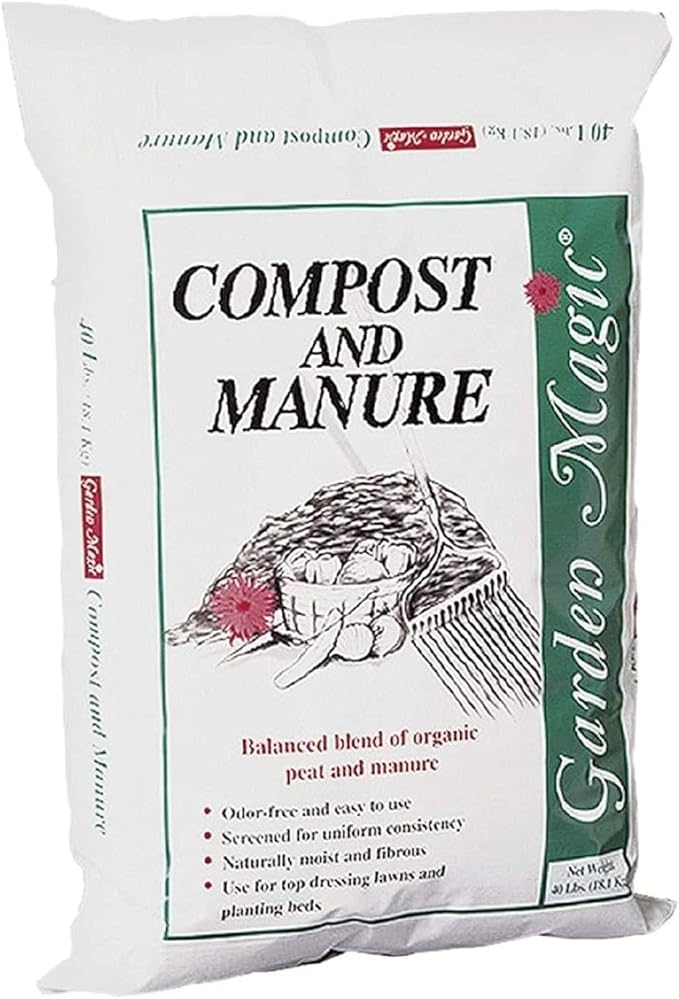 5240 Outdoor Lawn Garden Compost and Manure Blend for Fertilizing Soil Amendment in Planters, Raised Beds, & More, 40 Pound Bag (2 Pack)
