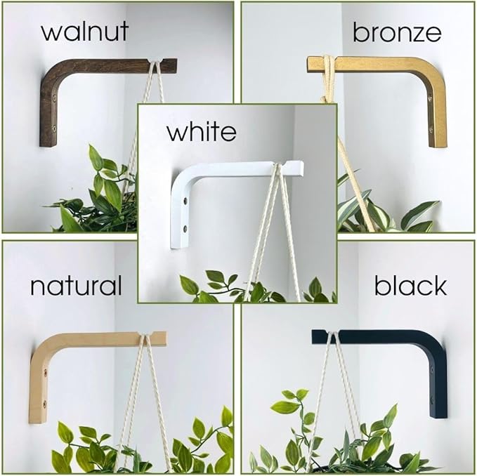 2-Piece Set of Plant Hooks for Wall 6 Inch - Mounted Wooden Plant Hook - Indoor and Outdoor Bracket Plant Hanger for Planters, Lanterns, Bird Feeders, Patio Decorations (Walnut)