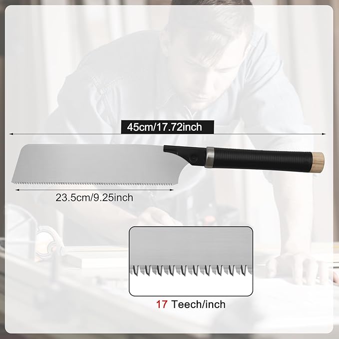 Japanese Pull Saw, 10 Inch Hand Saw with Detachable Single Edge Blade Wood Handsaw for Woodworking Tools (17TPI)