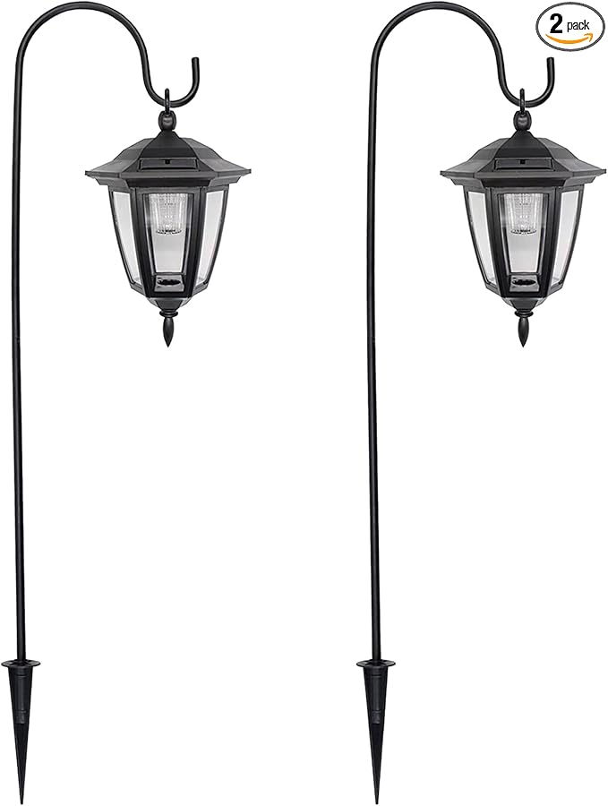 MAGGIFT 34 Inch Hanging Solar Lights Outdoor Waterproof Solar Garden Lights with 2 Shepherd Hooks Landscape Lighting for Lawn Patio Yard Pathway Driveway,2 Pack
