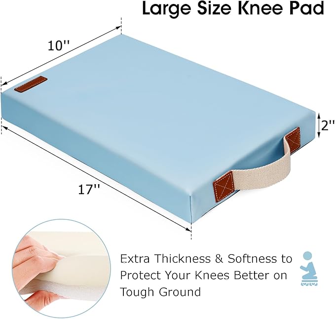 HappyPicnic Waterproof Kneeling Pad for Garden or Bath, 2 inch Thick Soft Foam Kneeler Mat for Gardeners Knee Support or Bathtub Bathing Baby with Handle and Removable Cover-Green