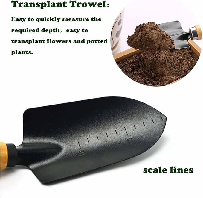 Garden Tools Set-Garden Trowel,3 Piece Heavy Duty Gardening Kit Gift for Mens and Womens,Large Succulent Plant Transplant Trowel Set,1 Narrow Shovel,1 Wide Shovel and 1 Garden rake Tools Set